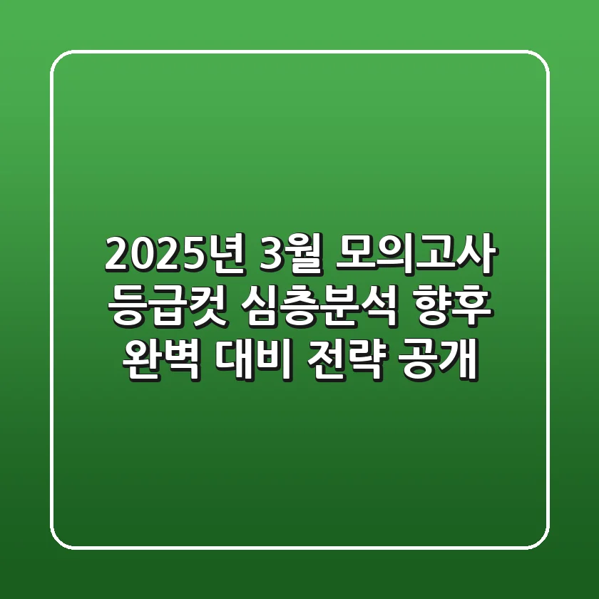 2025년 3월 모의고사 등급컷 심층분석! 향후 완벽 대비 전략 공개