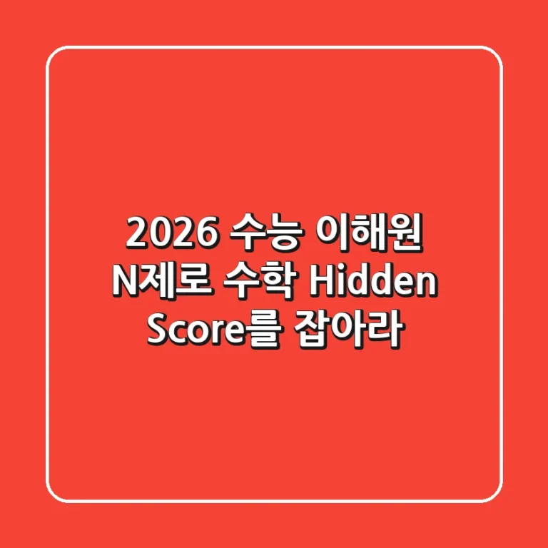 2026 수능, 이해원 N제로 수학 Hidden Score를 잡아라!