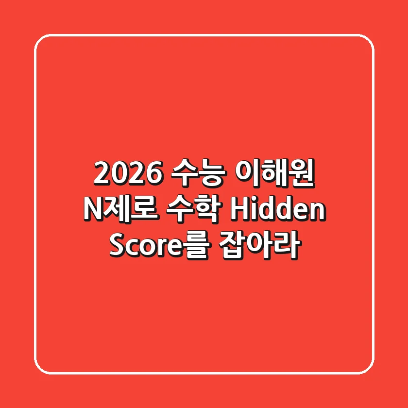 2026 수능, 이해원 N제로 수학 Hidden Score를 잡아라!