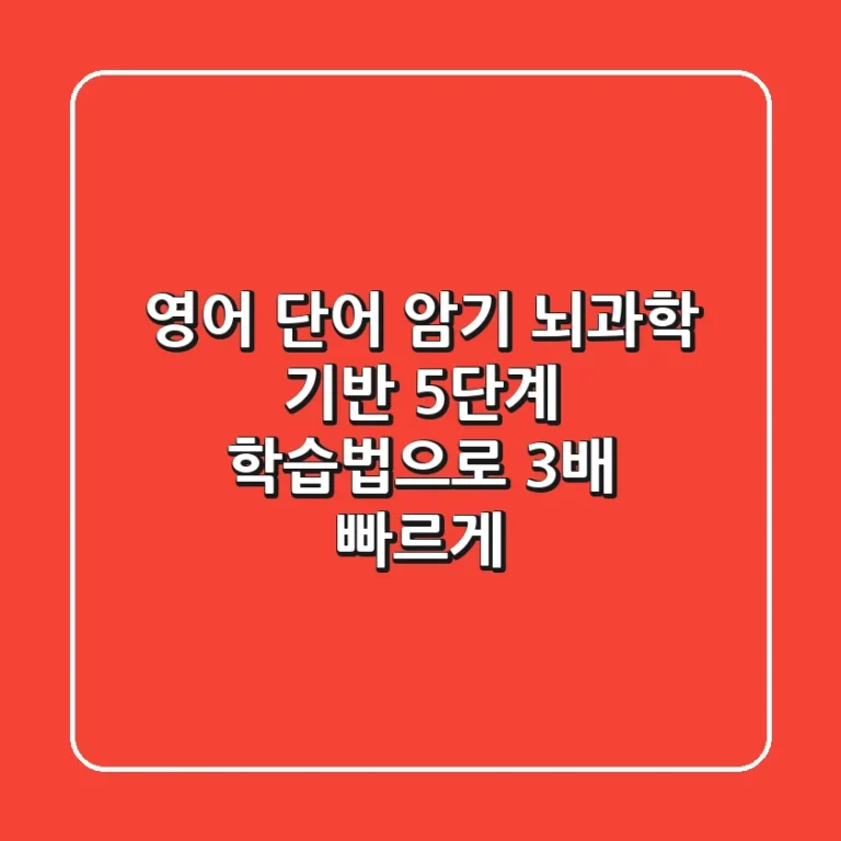 영어 단어 암기, 뇌과학 기반 5단계 학습법으로 3배 빠르게!