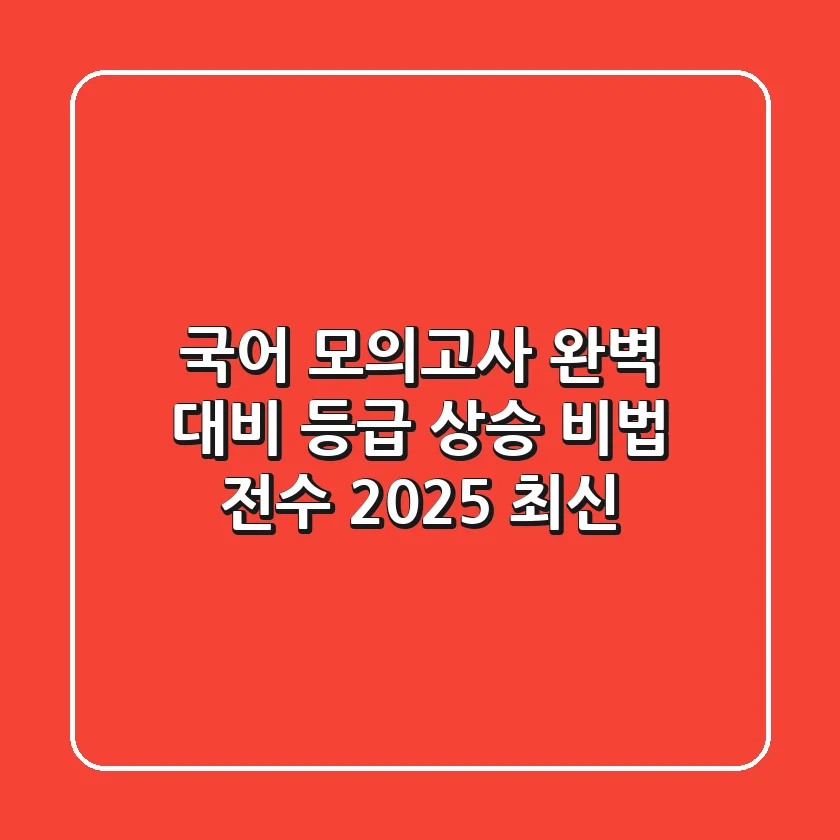 국어 모의고사 완벽 대비: 등급 상승 비법 전수 (2025 최신)