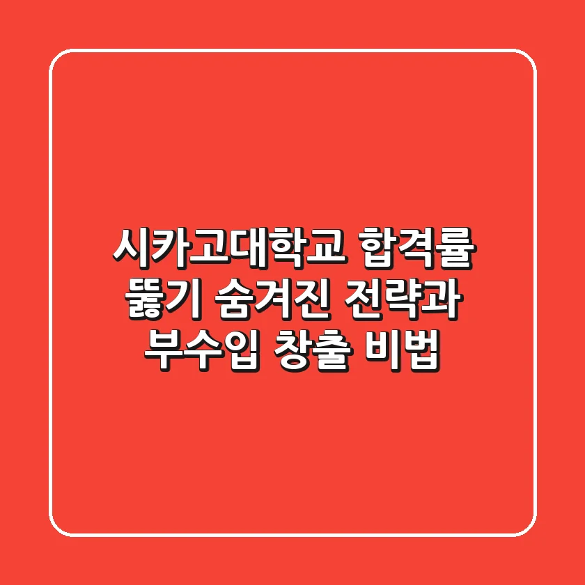 시카고대학교 합격률 뚫기: 숨겨진 전략과 부수입 창출 비법