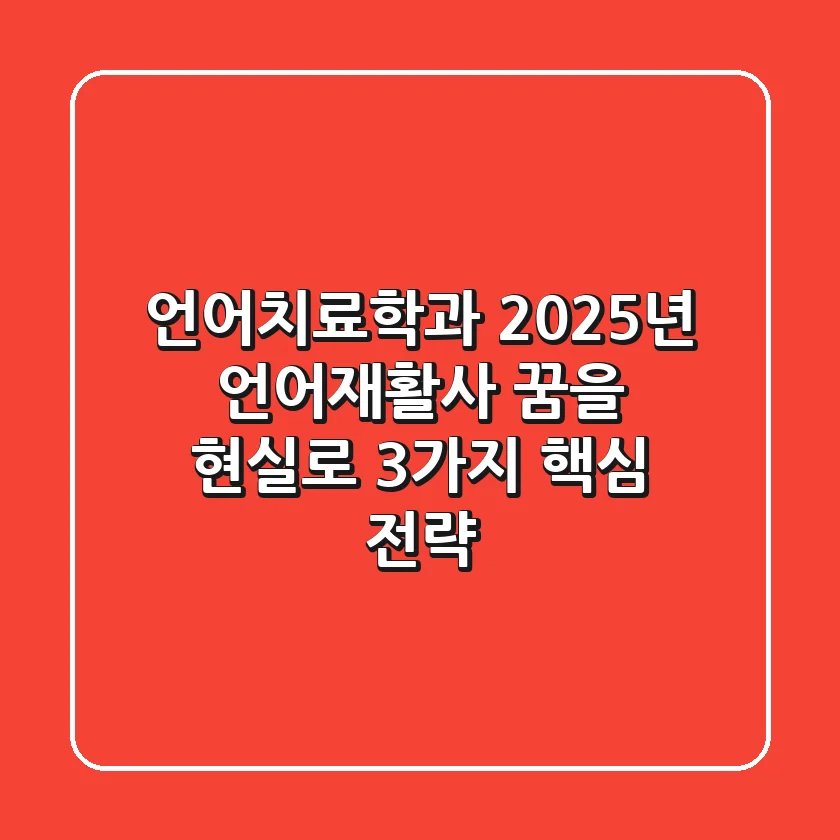 언어치료학과, 2025년 언어재활사 꿈을 현실로! 3가지 핵심 전략
