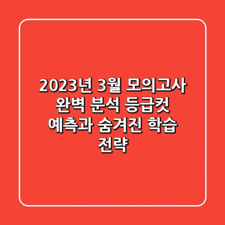 2023년 3월 모의고사 완벽 분석: 등급컷 예측과 숨겨진 학습 전략