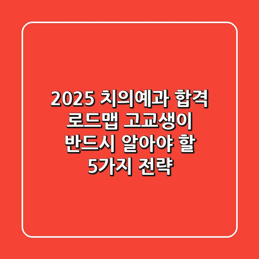 2025 치의예과 합격 로드맵: 고교생이 반드시 알아야 할 5가지 전략