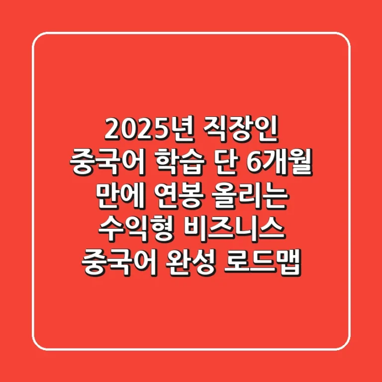2025년 직장인 중국어 학습: 단 6개월 만에 연봉 올리는 '수익형' 비즈니스 중국어 완성 로드맵