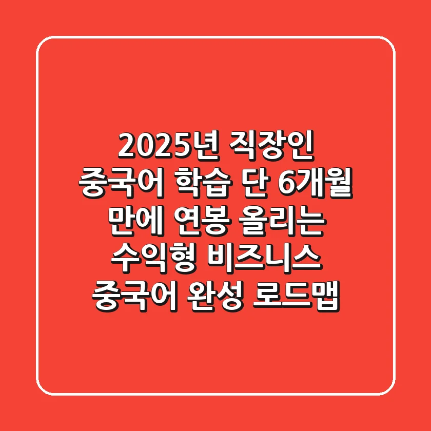 2025년 직장인 중국어 학습: 단 6개월 만에 연봉 올리는 '수익형' 비즈니스 중국어 완성 로드맵