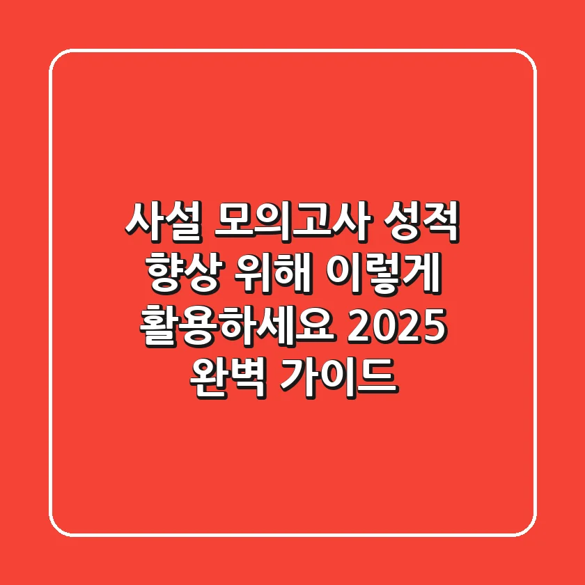 사설 모의고사, 성적 향상 위해 이렇게 활용하세요! (2025 완벽 가이드)