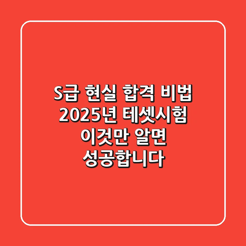 S급 현실 합격 비법! 2025년 테셋시험, 이것만 알면 성공합니다