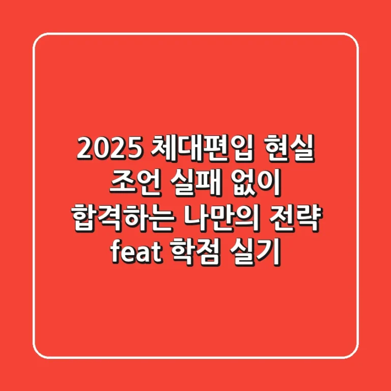 2025 체대편입 현실 조언: 실패 없이 합격하는 나만의 전략 (feat. 학점 & 실기)
