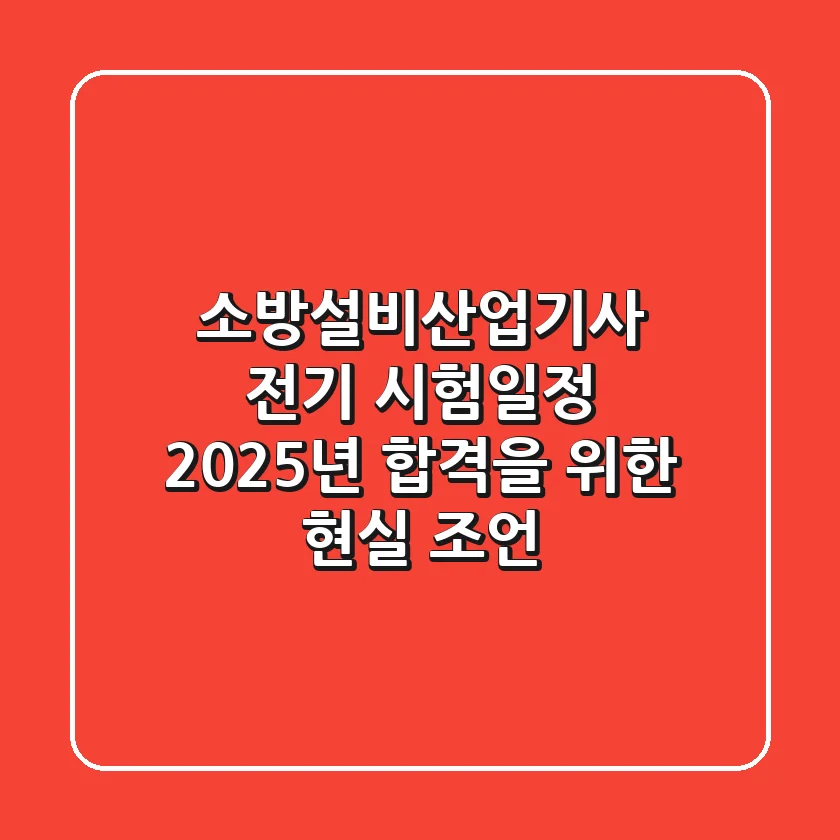 소방설비산업기사 전기 시험일정, 2025년 합격을 위한 현실 조언