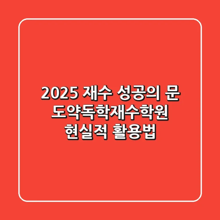 2025 재수 성공의 문, 도약독학재수학원 현실적 활용법