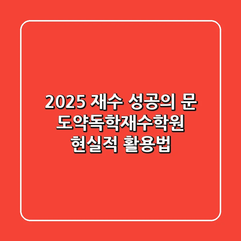 2025 재수 성공의 문, 도약독학재수학원 현실적 활용법