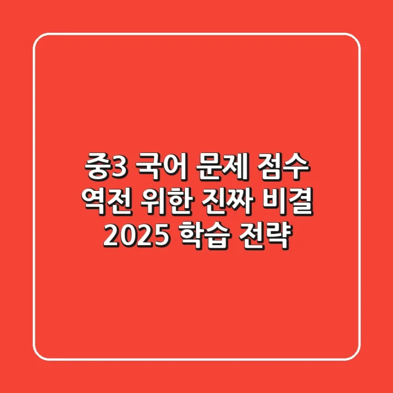 중3 국어 문제: 점수 역전 위한 진짜 비결 (2025 학습 전략)