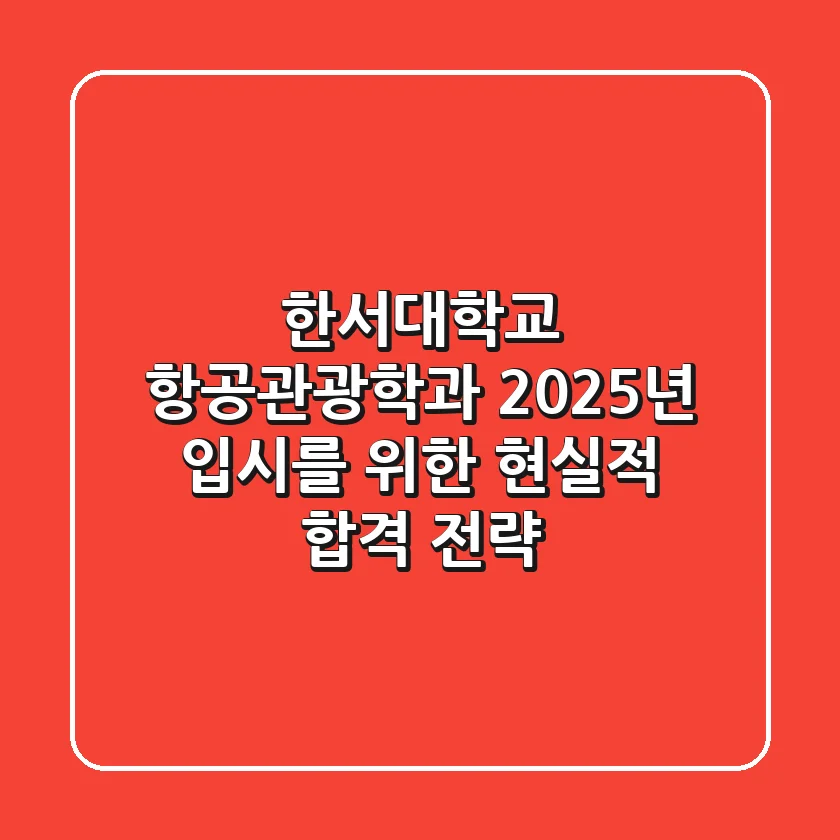 한서대학교 항공관광학과, 2025년 입시를 위한 현실적 합격 전략