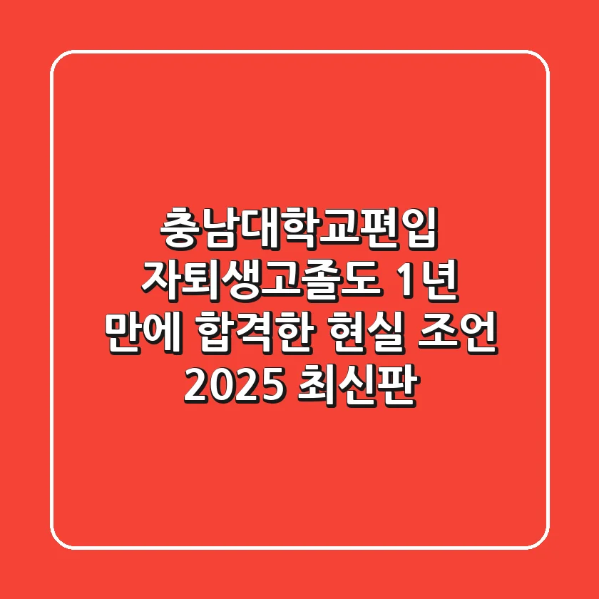충남대학교편입, 자퇴생/고졸도 1년 만에 합격한 현실 조언 (2025 최신판)