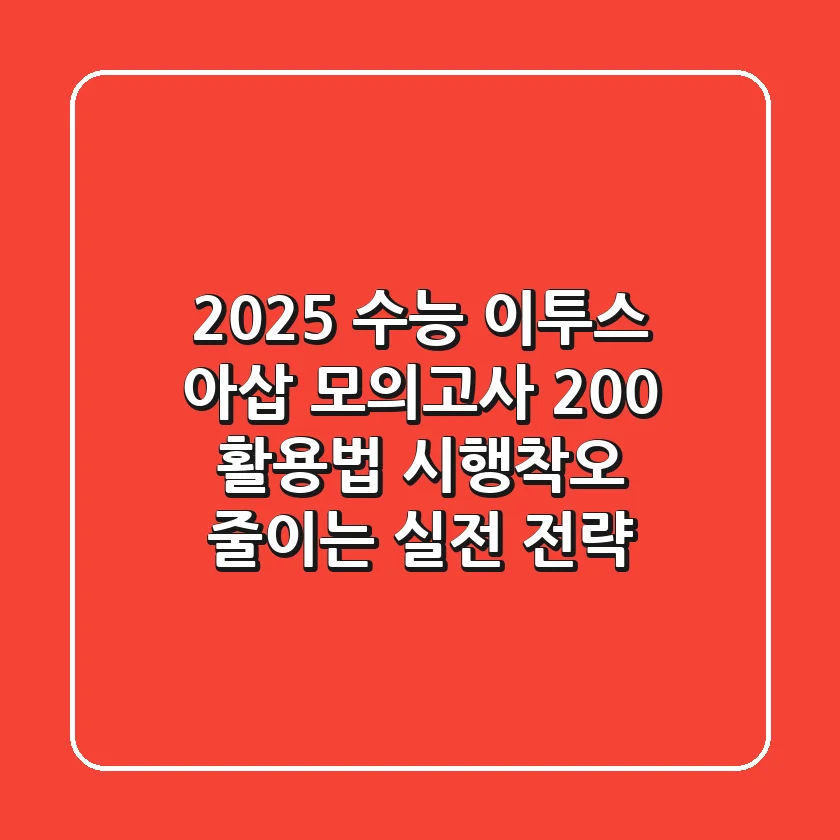2025 수능, 이투스 아삽 모의고사 200% 활용법: 시행착오 줄이는 실전 전략