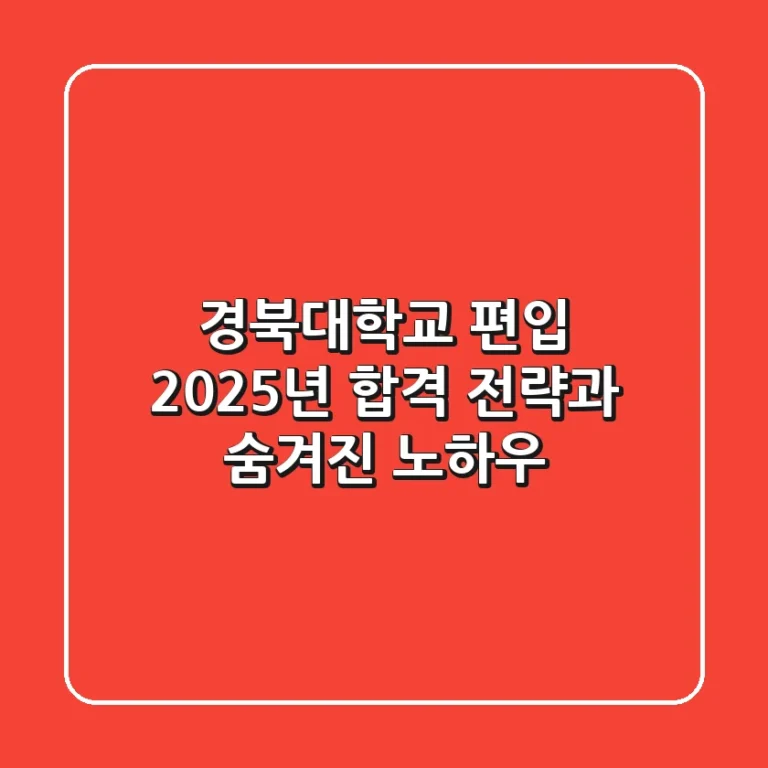 경북대학교 편입, 2025년 합격 전략과 숨겨진 노하우