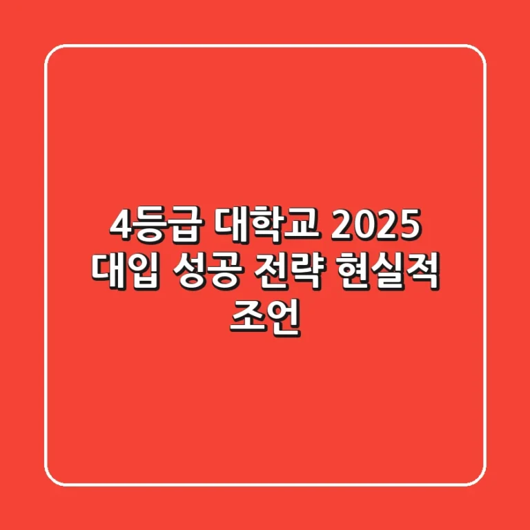 4등급 대학교, 2025 대입 성공 전략: 현실적 조언