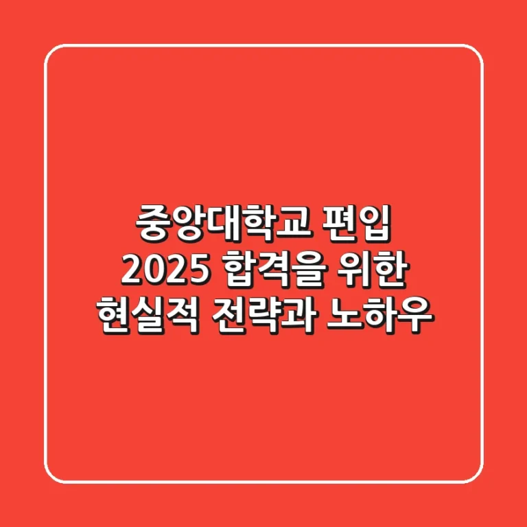 중앙대학교 편입, 2025 합격을 위한 현실적 전략과 노하우