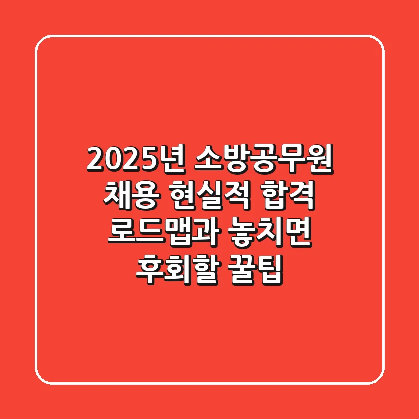2025년 소방공무원 채용, 현실적 합격 로드맵과 놓치면 후회할 꿀팁