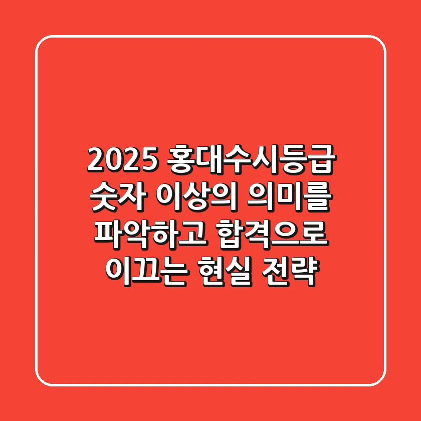 2025 홍대수시등급, 숫자 이상의 의미를 파악하고 합격으로 이끄는 현실 전략