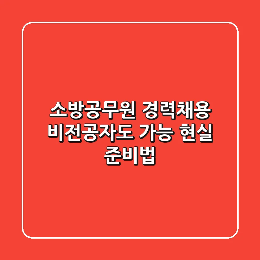 소방공무원 경력채용, 비전공자도 가능? 현실 준비법