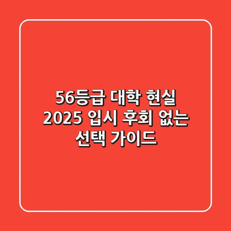 5,6등급 대학 현실! 2025 입시, 후회 없는 선택 가이드