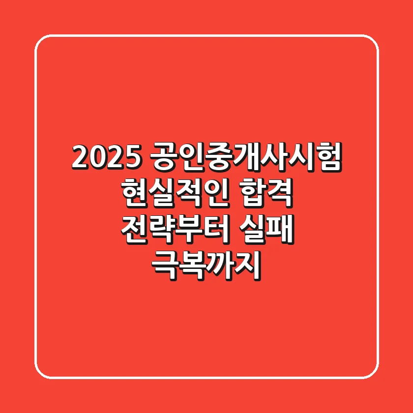 2025 공인중개사시험: 현실적인 합격 전략부터 실패 극복까지