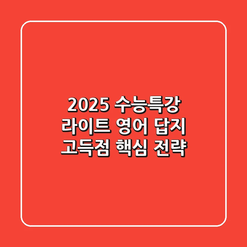 2025 수능특강 라이트 영어 답지, 고득점 핵심 전략