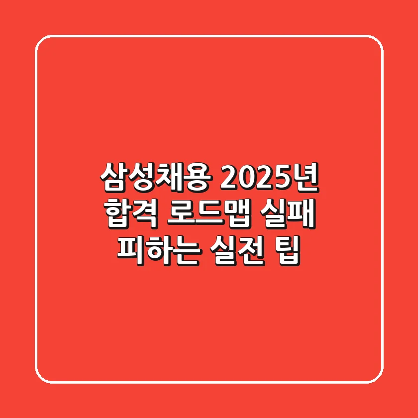 삼성채용, 2025년 합격 로드맵: 실패 피하는 실전 팁