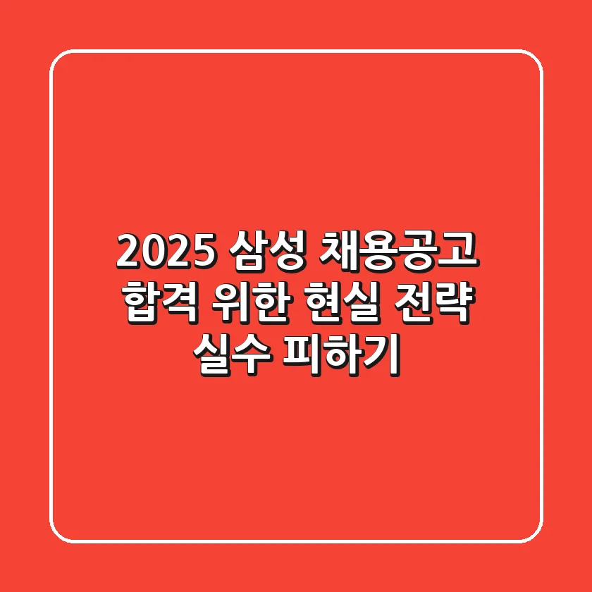 2025 삼성 채용공고: 합격 위한 현실 전략 (실수 피하기)