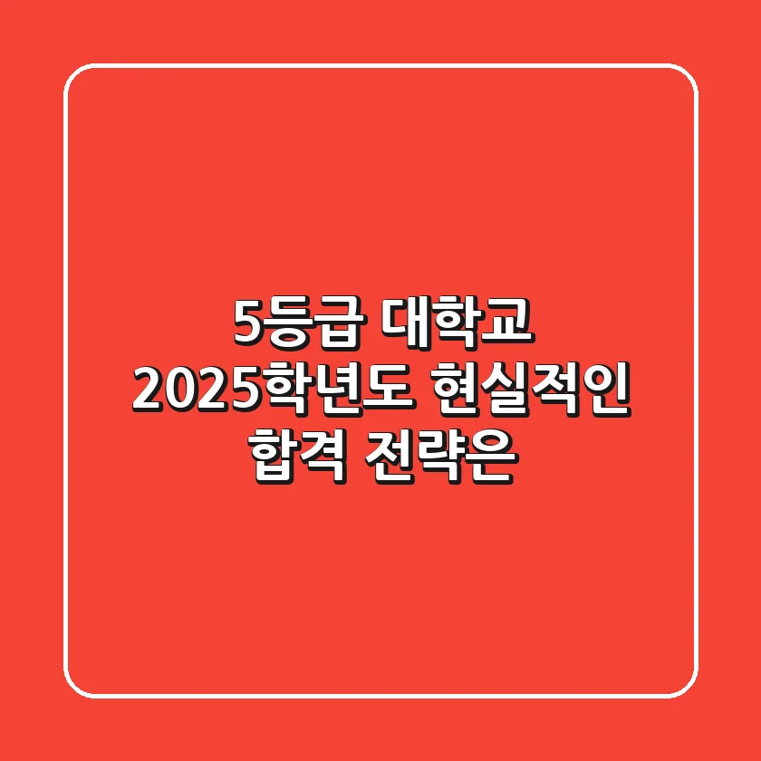 5등급 대학교, 2025학년도 현실적인 합격 전략은?