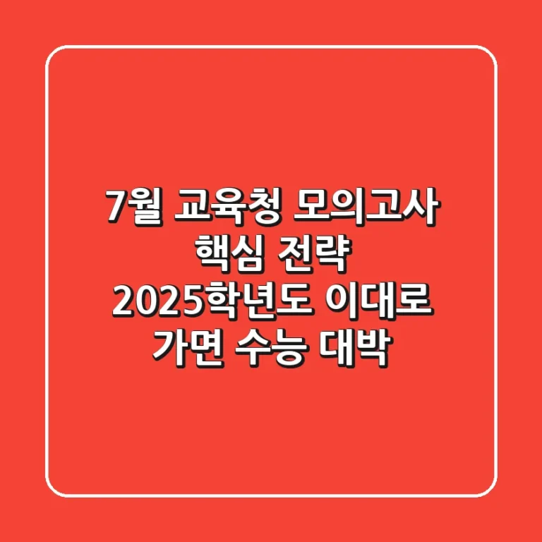 7월 교육청 모의고사 핵심 전략: 2025학년도, 이대로 가면 수능 대박?
