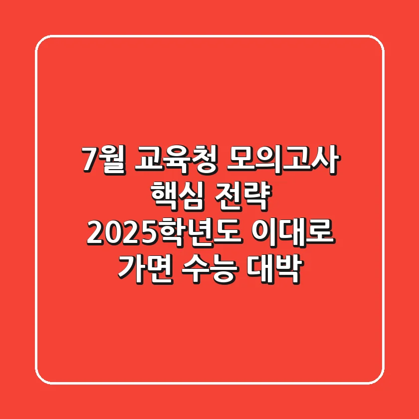 7월 교육청 모의고사 핵심 전략: 2025학년도, 이대로 가면 수능 대박?