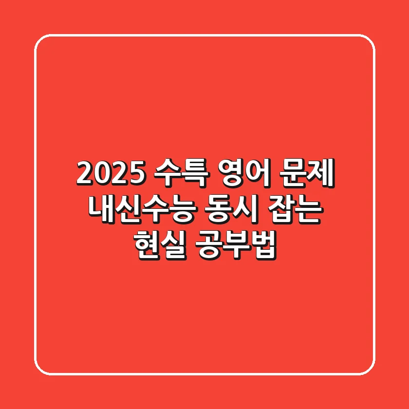 2025 수특 영어 문제, 내신/수능 동시 잡는 현실 공부법