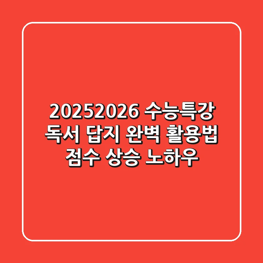 2025/2026 수능특강 독서 답지 완벽 활용법: 점수 상승 노하우