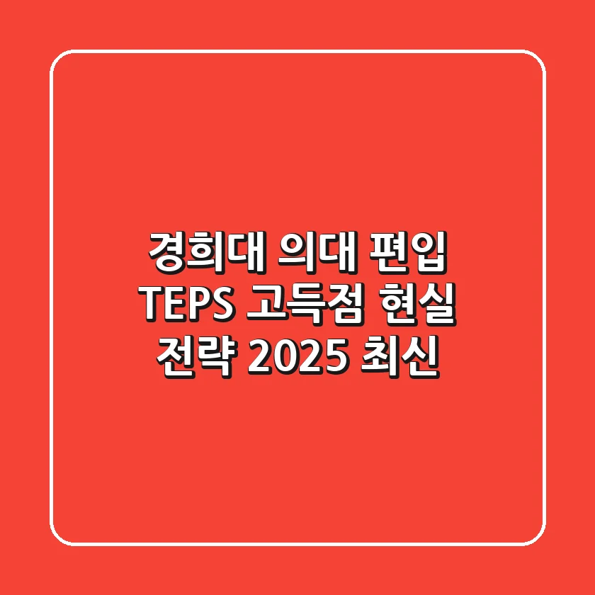 경희대 의대 편입, TEPS 고득점 현실 전략 (2025 최신)