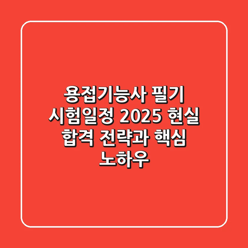 용접기능사 필기 시험일정 2025: 현실 합격 전략과 핵심 노하우