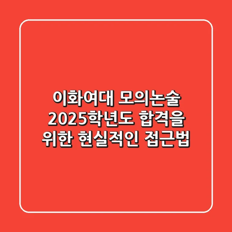이화여대 모의논술, 2025학년도 합격을 위한 현실적인 접근법