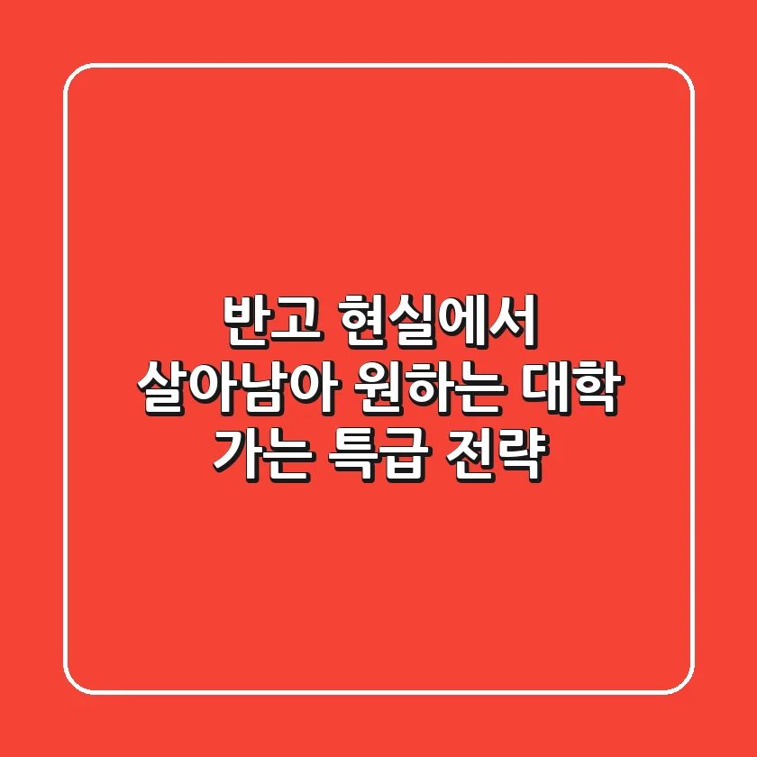 ㅈ반고, 현실에서 살아남아 원하는 대학 가는 특급 전략