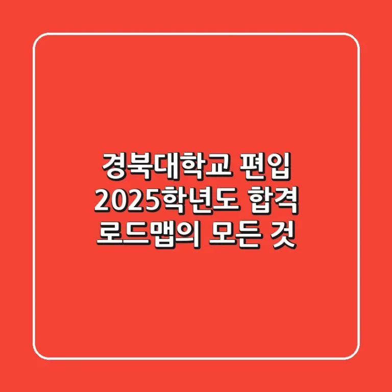 경북대학교 편입, 2025학년도 합격 로드맵의 모든 것