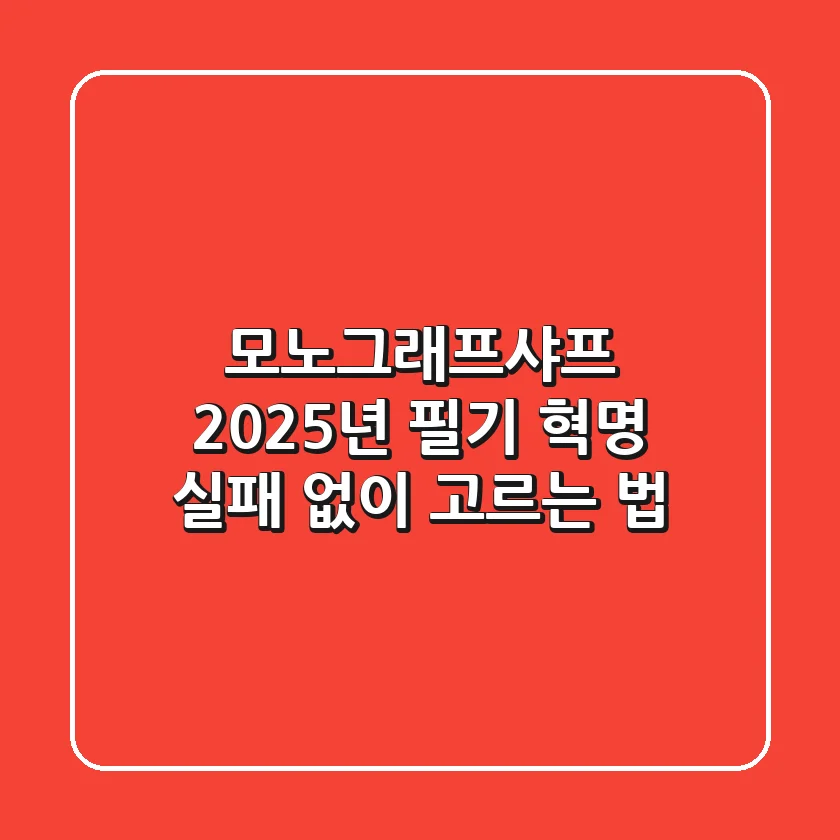 모노그래프샤프, 2025년 필기 혁명! 실패 없이 고르는 법