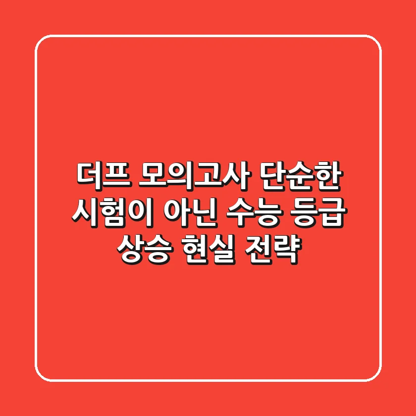 더프 모의고사, 단순한 시험이 아닌 ‘수능 등급 상승’ 현실 전략