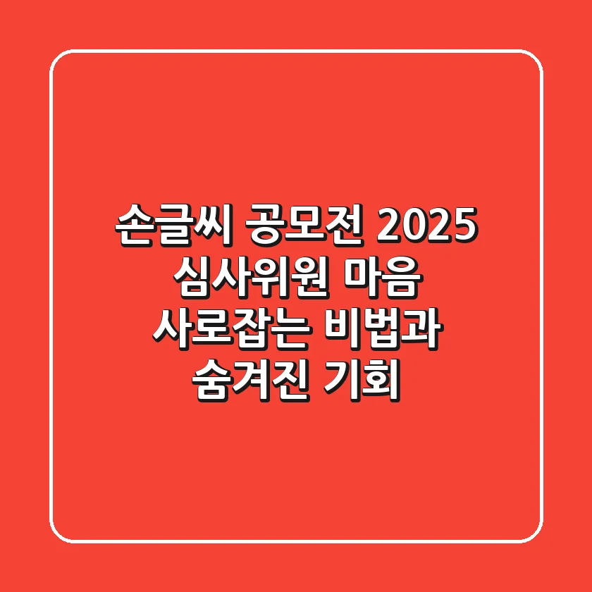 손글씨 공모전 2025: 심사위원 마음 사로잡는 비법과 숨겨진 기회