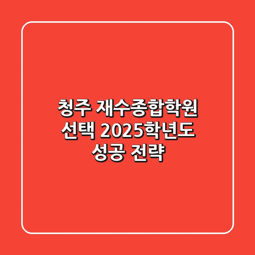 청주 재수종합학원 선택, 2025학년도 성공 전략