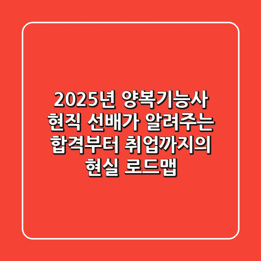 2025년 양복기능사: 현직 선배가 알려주는 합격부터 취업까지의 현실 로드맵