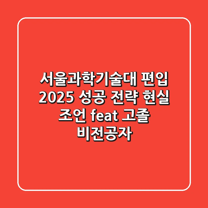 서울과학기술대 편입, 2025 성공 전략 현실 조언 (feat. 고졸, 비전공자)