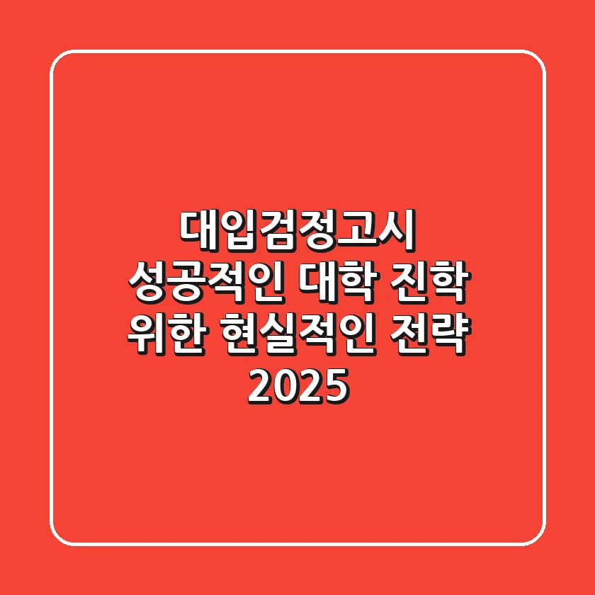 대입검정고시, 성공적인 대학 진학 위한 현실적인 전략 (2025)
