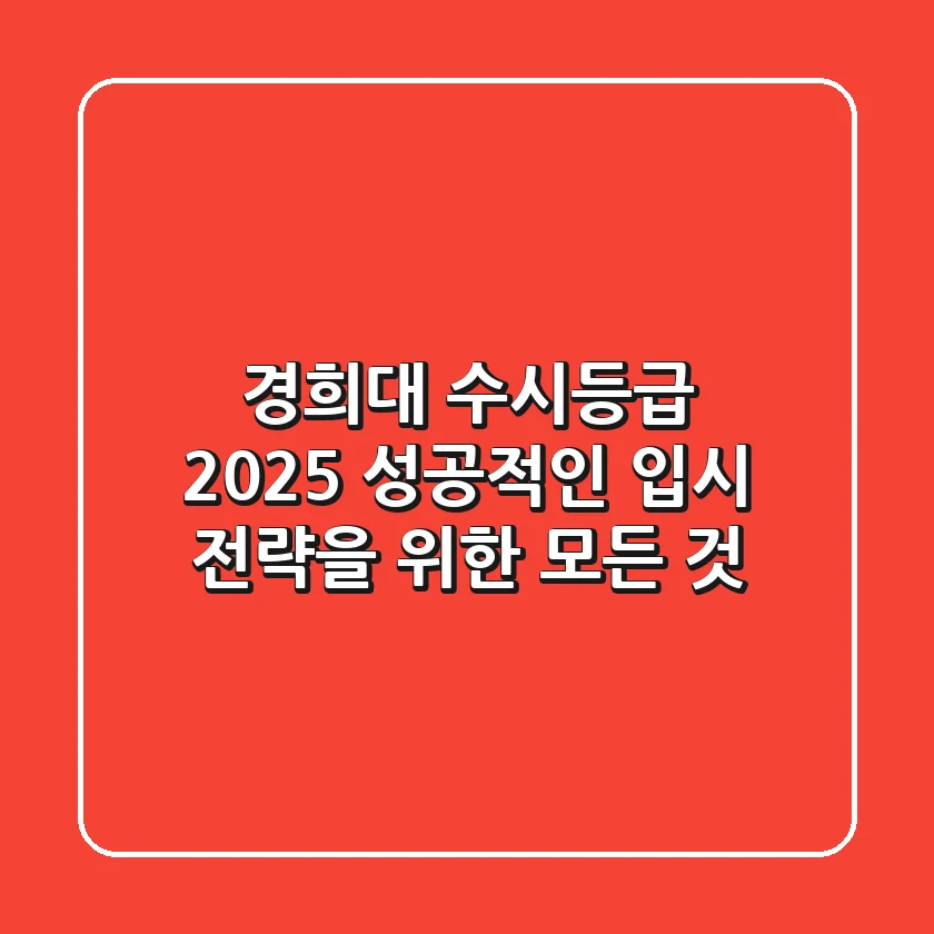 경희대 수시등급 2025, 성공적인 입시 전략을 위한 모든 것